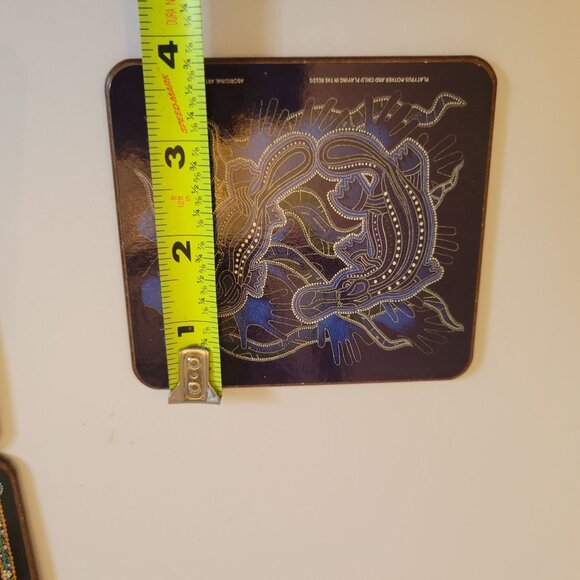 Set Of 6 Aboriginal Art Coasters With Cork Backing By Danny Eastwood - Picture 12 of 12